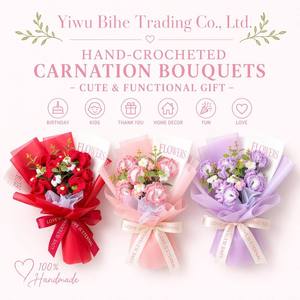 Ramo de Claveles y Rosas Tejidos a Crochet, Hechos a Mano en China, Regalo para el Día de la Madre y Días Festivos para Mamá y Novia - Product Image 1