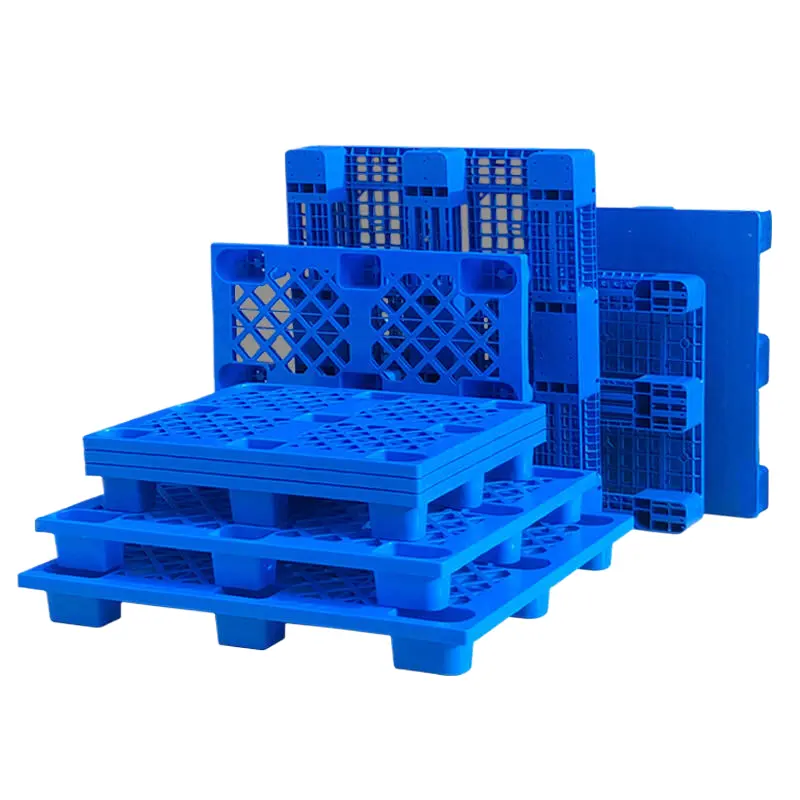 Vente en gros personnalisation Hdpe/Pp léger recyclé bon marché bleu emballage palette en plastique avec neuf pieds