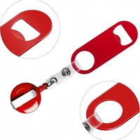 Décapsuleur rétractable personnalisé avec logo, ouvre-bouteille plat pour barman avec porte-badge rond et clips pour cuisine, restaurant, maison