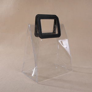 PVC 투명 창 투명 꽃집 핸들 활 리본 투명 플라스틱 선물 포장 가방 사용자 정의 로고 웨딩 - Product Image 5