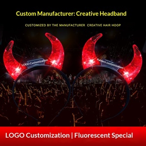 Serre-tête lumineux LED personnalisé avec logo, motif cornes de démon, clignotant, pour fêtes, Halloween, concerts et accessoires de cheering – Vente en gros - Product Image 2