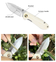 Couteau pliant tactique de survie et de camping EDC Yeehand FK-306 à lame tranchante, personnalisable OEM, en acier 14C28N avec manche en os de bœuf