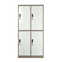Casier de rangement métallique à quatre portes pour usage scolaire, armoire en acier pour vestiaire de gymnase, armoire de rangement pour travailleurs