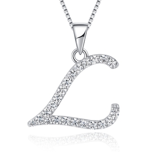Dainty Jewelry <span class=keywords><strong>Pendentif</strong></span> Initial <span class=keywords><strong>L</strong></span> en argent sterling 925 avec lettre <span class=keywords><strong>L</strong></span> Moissanite certifiée GRA Cadeau personnalisé pour elle - Product Image 1