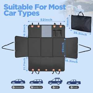 Funda de asiento de coche de perro de cuero PU impermeable a prueba de arañazos fondo duro Material de algodón Oxford extensor de asiento trasero para mascotas - Product Image 6