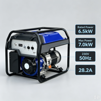 Générateur à essence 6,5 kW, moteur 420 cm³, 230 V 50 Hz, réservoir 30 L, faible bruit, pour alimentation de secours domestique, camping, chantier, ferme