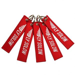 Hot Sale Embroidered <b>Key</b> Tag <b>Custom</b> Twill Flight Crew Double Sided Logo Embroidery Keychain for Cloth - Product Image 2