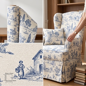 Tissu <span class=keywords><strong>toile</strong></span> <span class=keywords><strong>de</strong></span> <span class=keywords><strong>Jouy</strong></span> imprimé motif bleu vintage victorien pour textile <span class=keywords><strong>de</strong></span> maison, <span class=keywords><strong>ameublement</strong></span> et sacs - Product Image 4