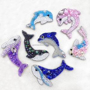 PH083 nuevo parche hecho a mano ballena delfín cuentas parche de lentejuelas de diamantes de imitación para ropa sombrero - Product Image 5