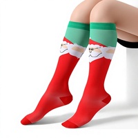 Chaussettes de compression sportives en nylon tricoté pour Noël, longues, décontractées, pour hommes et femmes, idéales pour la course et le fitness en extérieur