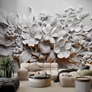 Carta da parati in rilievo 3D scultura floreale in <span class=keywords><strong>gesso</strong></span> 3d per soggiorno - Product Image 1
