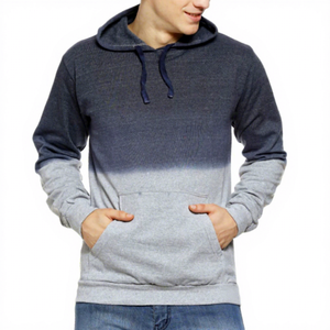 Sweat-shirt à capuche dégradé pour homme, coupe ajustée, décontracté, à manches longues, en coton tricoté, pour l'automne, bleu-gris avec poche - Product Image 3