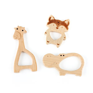 สร้อยคอไม้กัดเล่นสำหรับเด็ก,ยางกัดสำหรับเด็กยางกัดรูปการ์ตูนสัตว์เกรดอาหารไม้บีชธรรมชาติของเล่นสำหรับกัดแทะเด็ก - Product Image 4