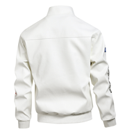 Blouson aviateur en simili cuir PU imperméable brodé élégant pour homme, streetwear, mode, avec design peint à la main