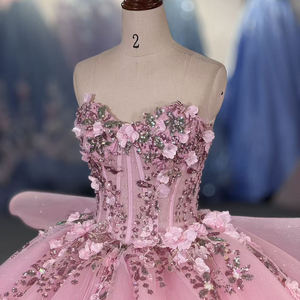 Vestido de Quinceañera Rosa Dulce Dy6865, Vestido de Gasa con Cuentas y Cristales, Apliques, Vestido de Fiesta de 16 Años, Vestidos de 15 Años - Product Image 2