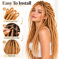 Extensions de dreadlocks pré-bouclées 100 % cheveux humains faits à la main, cheveux caucasiens avec pointes lâches, vendues à l'unité