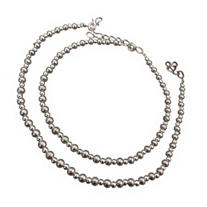 Tobillera de cuentas asequible para fiesta para niñas, tobillera con diseño de cuentas múltiples para niñas, tobillera Payal de cuentas negras, ligera para fiesta - Product Image 1