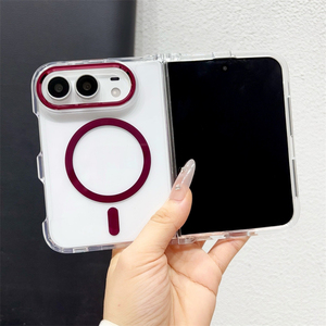 เคสโทรศัพท์แม่เหล็กกรอบโลหะสีสันสดใสโปร่งใสสำหรับไอโฟนดูโอฝาครอบป้องกันเครื่องชาร์จไร้สาย - Product Image 2