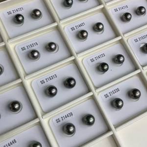 Boucles d'oreilles clous en perles de Tahiti 10-11mm rondes noires cultivées plaquées platine pour femme, classiques pour le quotidien - Product Image 1