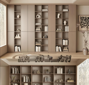 <span class=keywords><strong>Libreria</strong></span> Moderna in Legno con Anta a Scomparsa per Ufficio Domestico e Biblioteca, Mobile Contenitore per Soggiorno - Product Image 4