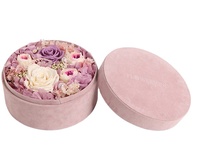 Grande boîte à chapeau ronde en carton de luxe personnalisée en velours noir avec fleurs, gaufrage, laminage mat, emballage pour fleurs, boîtes en papier