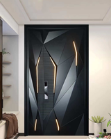 Porte de sécurité en aluminium et fer forgé, minimaliste, moderne, géométrique, insonorisée, pour intérieur et entrée principale