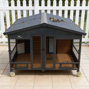 <span class=keywords><strong>Maison</strong></span> pour animaux de compagnie moderne pliable en acier inoxydable et bois pour petits animaux, cage extérieure imperméable, blanche - Product Image 2