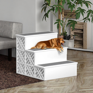 Escaleras para mascotas con diseño tallado 3D de MDF blanco moderno, escalones decorativos fuertes para mascotas, sala de estar puerta trasera para, dormitorio, villas, Apartamentos - Product Image 2