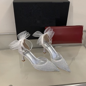 Nouvelles sandales élégantes pour femmes 2026 à talons aiguilles ornées de strass, avec détails <span class=keywords><strong>en</strong></span> maille <span class=keywords><strong>et</strong></span> nœud, idéales pour mariages <span class=keywords><strong>et</strong></span> soirées - Product Image 3