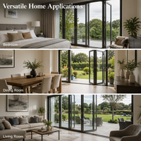 Porte extérieure pliante moderne en aluminium à double vitrage trempé, à économie d'énergie, pour villa, balcon, patio, cour extérieure