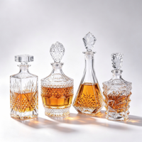 Ensemble de carafes en verre gravé, carafe en cristal transparente de luxe pour whisky, brandy, bar à domicile, cadeau, présentation
