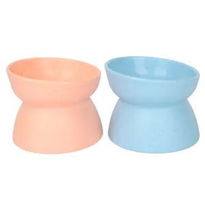 Factory Wholesale Color Box Packaging 15 Degree Tilted Pet Food or Water Bowl Plastic Dog Cat Feeding Bowl