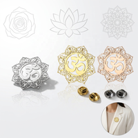 Broche de revers en acier inoxydable Yiwu Aceon, motif floral symbole du Yoga Om, mandala, lotus en filigrane doré