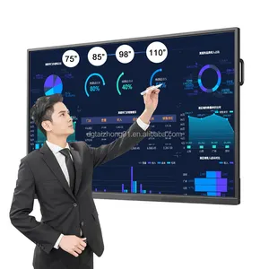 Papan pintar layar sentuh Digital, papan pintar interaktif kelas pintar Panel datar LCD video 86/75/65/55 inci ukuran besar