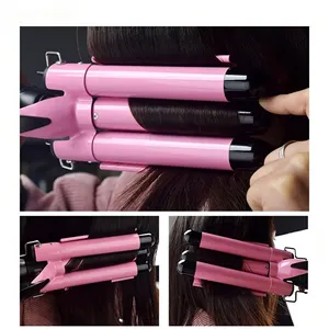 Home Use 3 Barrel Curler Ceramic Lcd Wave Curling Iron Automatic Triple Barrel Ionic Hair Waver New Curl Hair Curler