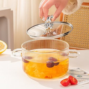 Thủy tinh hầm nồi hơi với nắp phạm vi <span class=keywords><strong>Pyrex</strong></span> nấu ăn nồi rõ ràng Glass hầm nồi với gấu xử lý Nắp - Product Image 2