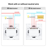 Interrupteur mural tactile WiFi Tuya Smart Life 3 gangs, type EU 86, sans fil neutre, compatible Alexa Google PST-TY-E3