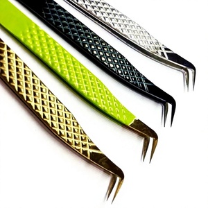 Pinzas de Precisión para Pestañas de Acero Inoxidable Duradero con Punta Serrada de 10 mm de Longitud, Opciones de Color Negro, Verde, Dorado y Plateado, para Extensión de Pestañas - Product Image 1