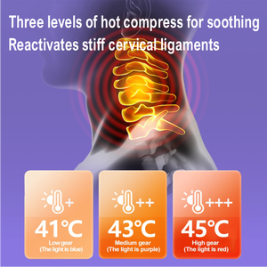 Masseur de nuque chauffant, étireur de nuque à 3 modes, appareil de <span class=keywords><strong>traction</strong></span> cervicale rechargeable pour soulager la douleur et la relaxation musculaire - Product Image 2