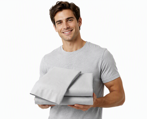 Ensemble de draps de lit 100% bambou 300TC 180gsm gris clair, luxueux, doux et respirant pour hôtel, maison, taille King et <span class=keywords><strong>Queen</strong></span> - Product Image 5