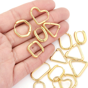 Geometric Stainless Steel Ear <b>Cuffs</b> Irregular Shapes Heart Oval Triangular Unisex Fashion <b>Earrings</b> - Product Image 2