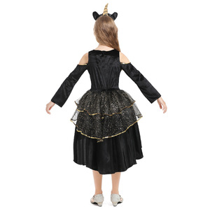 Halloween per bambini <span class=keywords><strong>abito</strong></span> <span class=keywords><strong>da</strong></span> spettacolo gotico per Pony stampa Costume <span class=keywords><strong>da</strong></span> ragazza unicorno <span class=keywords><strong>nero</strong></span> <span class=keywords><strong>abito</strong></span> in Tuvetail gonfio per la <span class=keywords><strong>principessa</strong></span> del gruppo di età - Product Image 4
