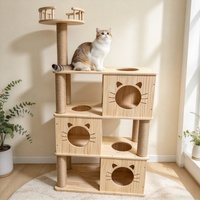 Arbre à chat d'intérieur/extérieur à 5 niveaux, grande tour à chat en bois avec capsule spatiale, griffoir multi-niveaux pour chat