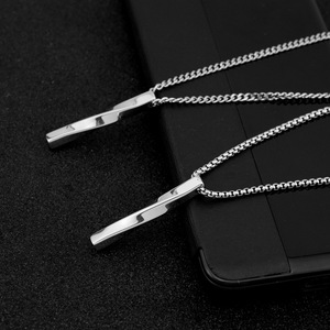 2026 Hot Selling Exquisite <b>Titanium</b> Steel Square Stick Pendant Necklace Simple Design Unisex's Long Necklaces Wholesale Jewelry - Product Image 3