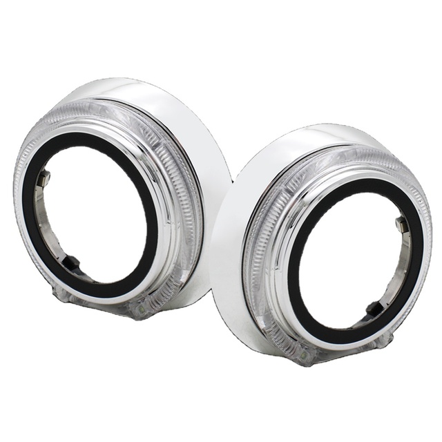 TAOCHIS 3.0 Inch Bi Xenon Projector Lens Car Headlights Shroud LED DRL with Angel Eyes Red Blue Yellow White Dual Color
