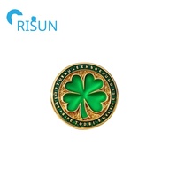 Fabrication d'émail vert trèfle à quatre feuilles insigne personnalisé chanceux quatre feuilles épinglette personnalisé saint Patrick trèfle épingle
