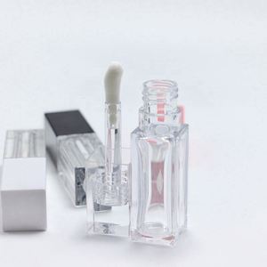 Tubos de Brillo Labial Cuadrados Transparentes de PETG de 10 ml Personalizados con Tapa de Rosca y Serigrafía, Envases Cosméticos para Lápiz Labial, Rubor y Brillo Labial con Brocha Grande - Product Image 5