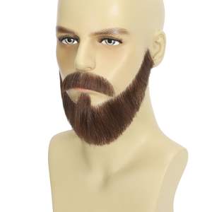 Realistico nero fatto a mano capelli umani morbidi invisibile Mesh baffi per la barba di dimensioni maggiori Look per costumi e feste - Product Image 2