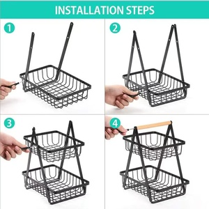 Estante de almacenamiento de Metal desmontable de 2 niveles, cesta de frutas, mango, cafetería, tienda, pan, soporte de exhibición de alimentos, cestas de almacenamiento de verduras de cocina - Product Image 6
