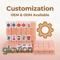 Mahjong américain de qualité supérieure, portable, durable, respectueux de l'environnement, tuiles en acrylique nacrées de couleur pêche, faces de tuiles gravées en 3D, jeu complet de 160 tuiles